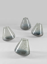 3.5in Tilted Artisan Speckled Luster Smoke Glass Vase