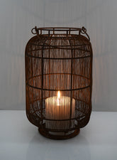 14in Bordeaux Barn Rust Look Wired Lantern