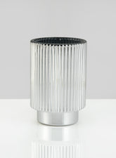 5in Silver Pleated Glass Votive Holder