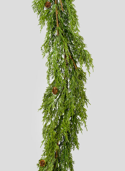 70in Cypress Garland With Mini Pine Cones