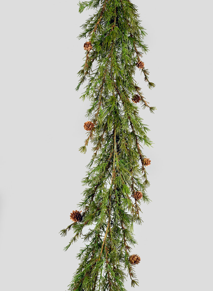 5ft Cypress Garland With Pine Cones