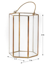 8in Gold Hexagon Lantern