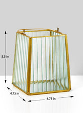 5  1/2in H  Striped Glass Gold Trapezoid Hurricane