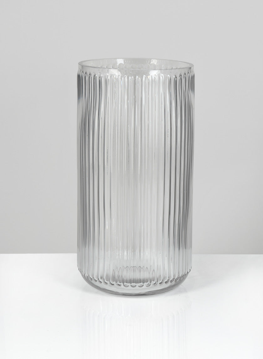 11in Pleated Clear Vase