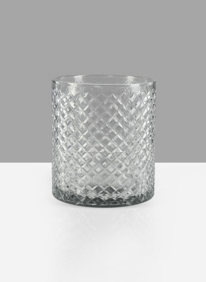 5 1/4 x 6in Diamond Cut Glass Cylinder