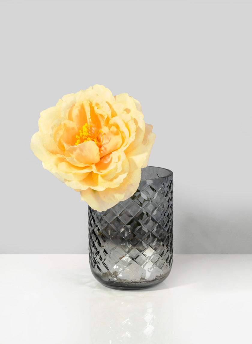 3 x 4in Diamond Cut Smoke Glass Votive Holder