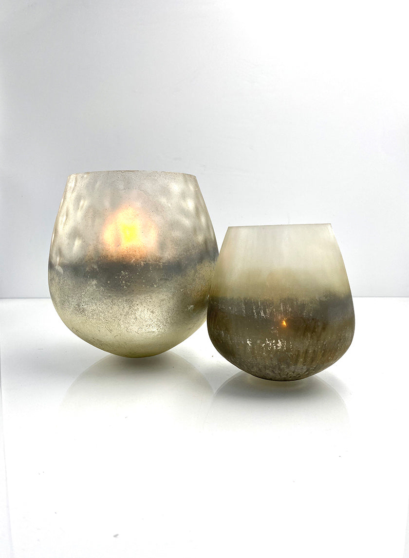 6 1/2 x 7in Ombre Gold Frost Balloon Glass Vase