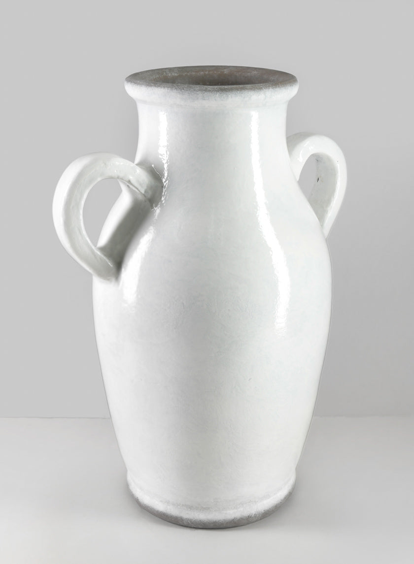 18in Andra Ceramic White Glazed Jar Vase