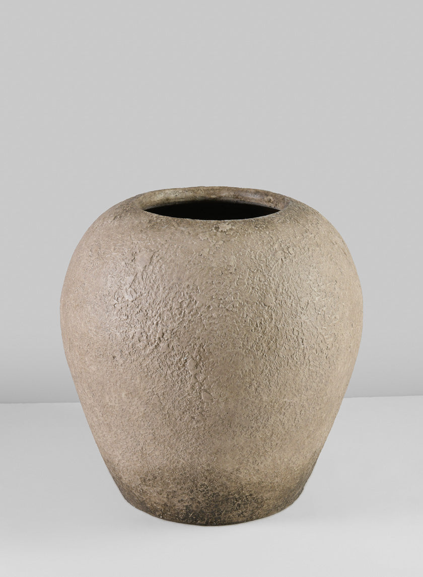 10 1/2in Tall Miko Rustic Beige Vase