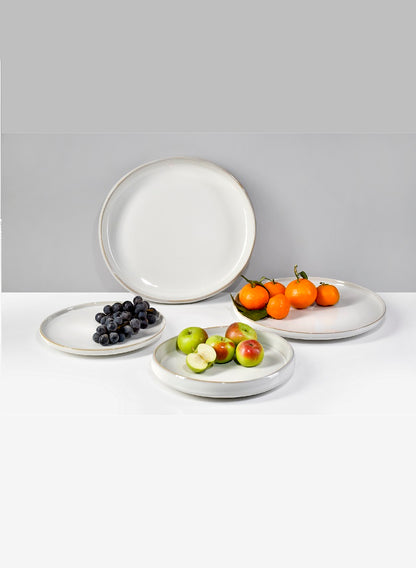 9in Ooid White Ceramic Platter