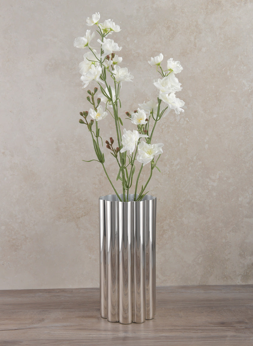 9.75in Tall Nuage Silver Stainless Steel Vase