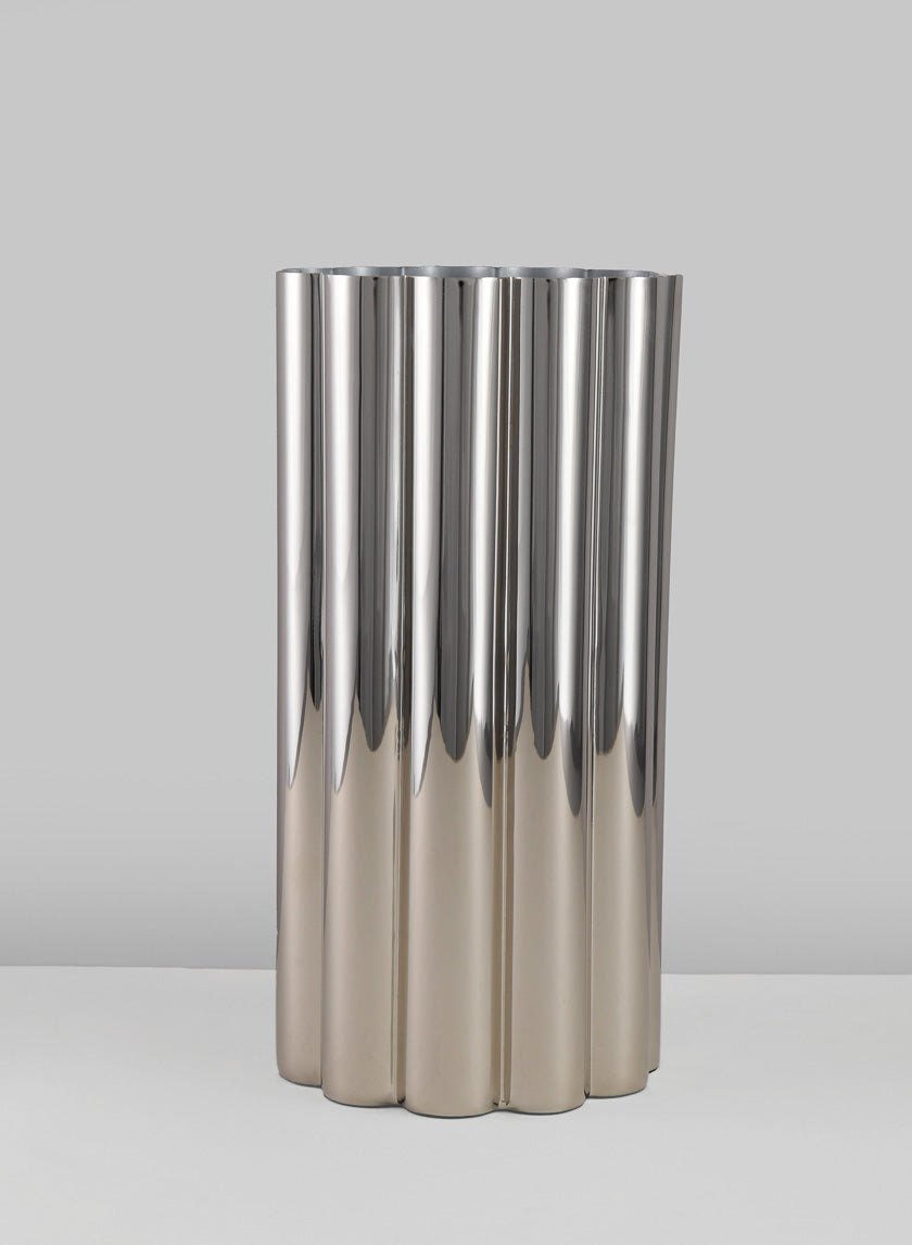 Nuage 10in Silver Stainless Steel Vase