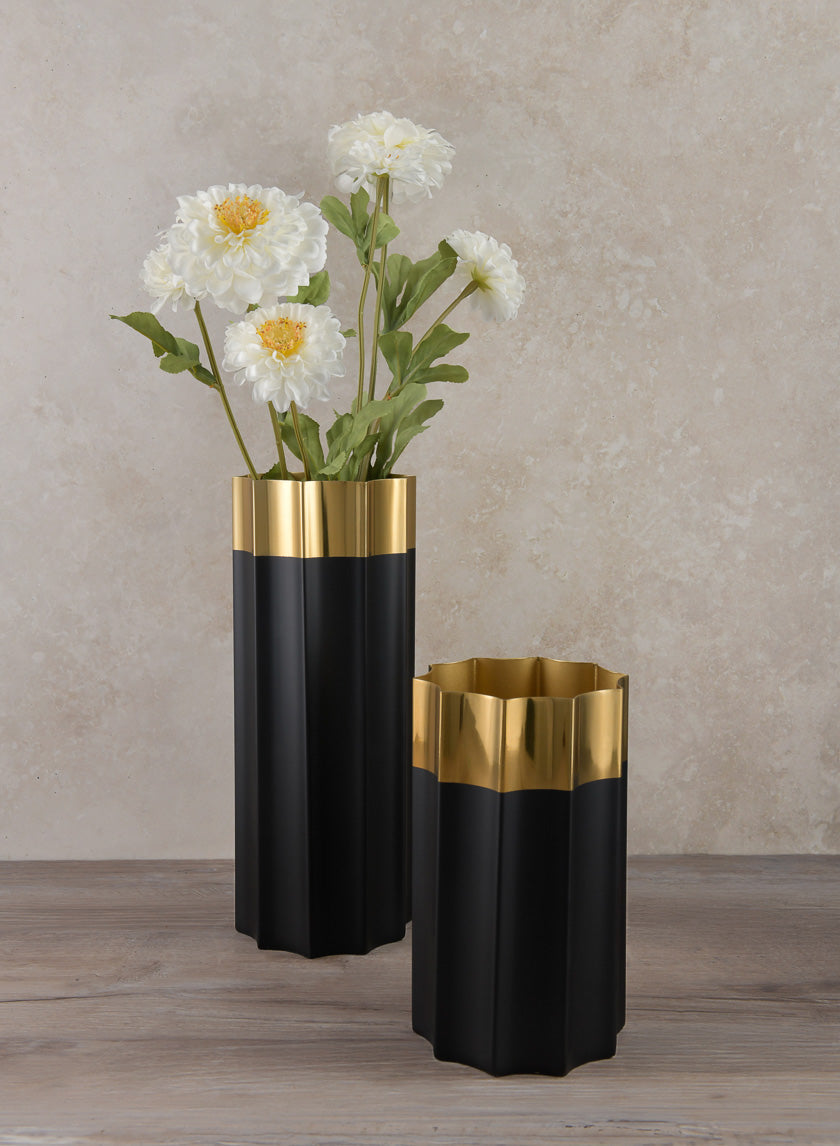 7.75in Tall Narita Black and Gold Stainless Steel Vase