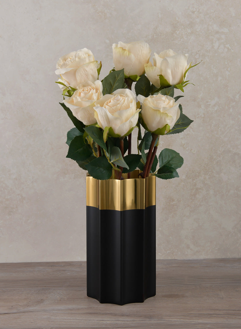 7.75in Tall Narita Black and Gold Stainless Steel Vase