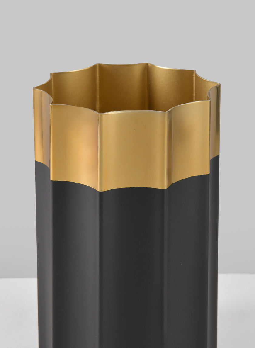 7.75in Tall Narita Black and Gold Stainless Steel Vase