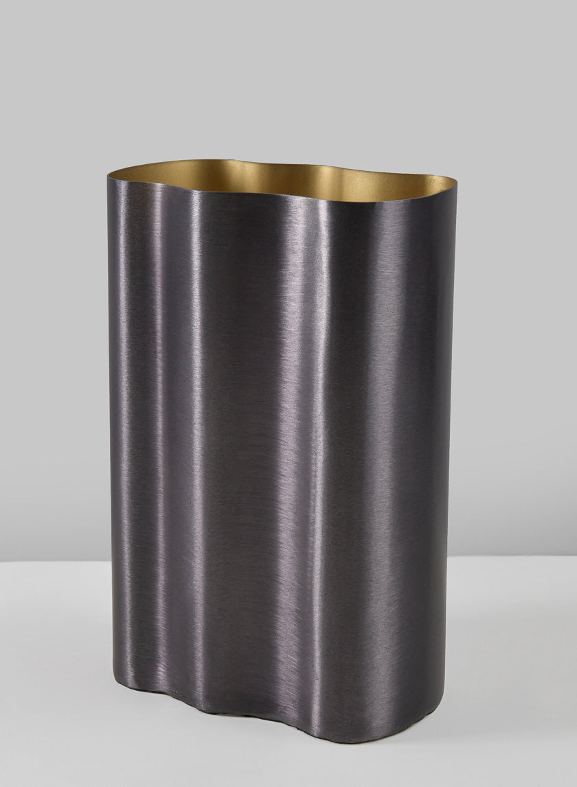 8in Black Cobra Brushed Stainless Steel Vase