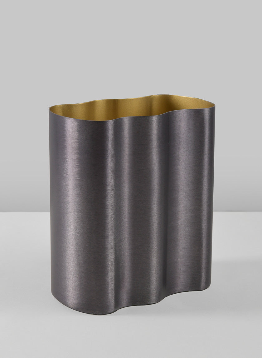 6in Black Cobra Brushed Stainless Steel Vase