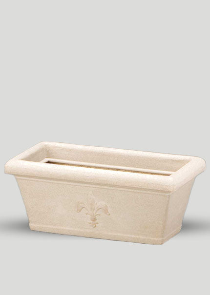 16in &amp; 24in Fleur de Lis Weathered Stone Rectangular Planter