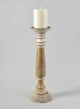 16in Campagna White Washed Pillar Holder