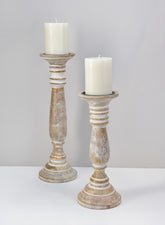 12in Campagna White Washed Pillar Holder