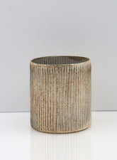 5 ¼in Ribbed Rust & Silver Glass Cylinder