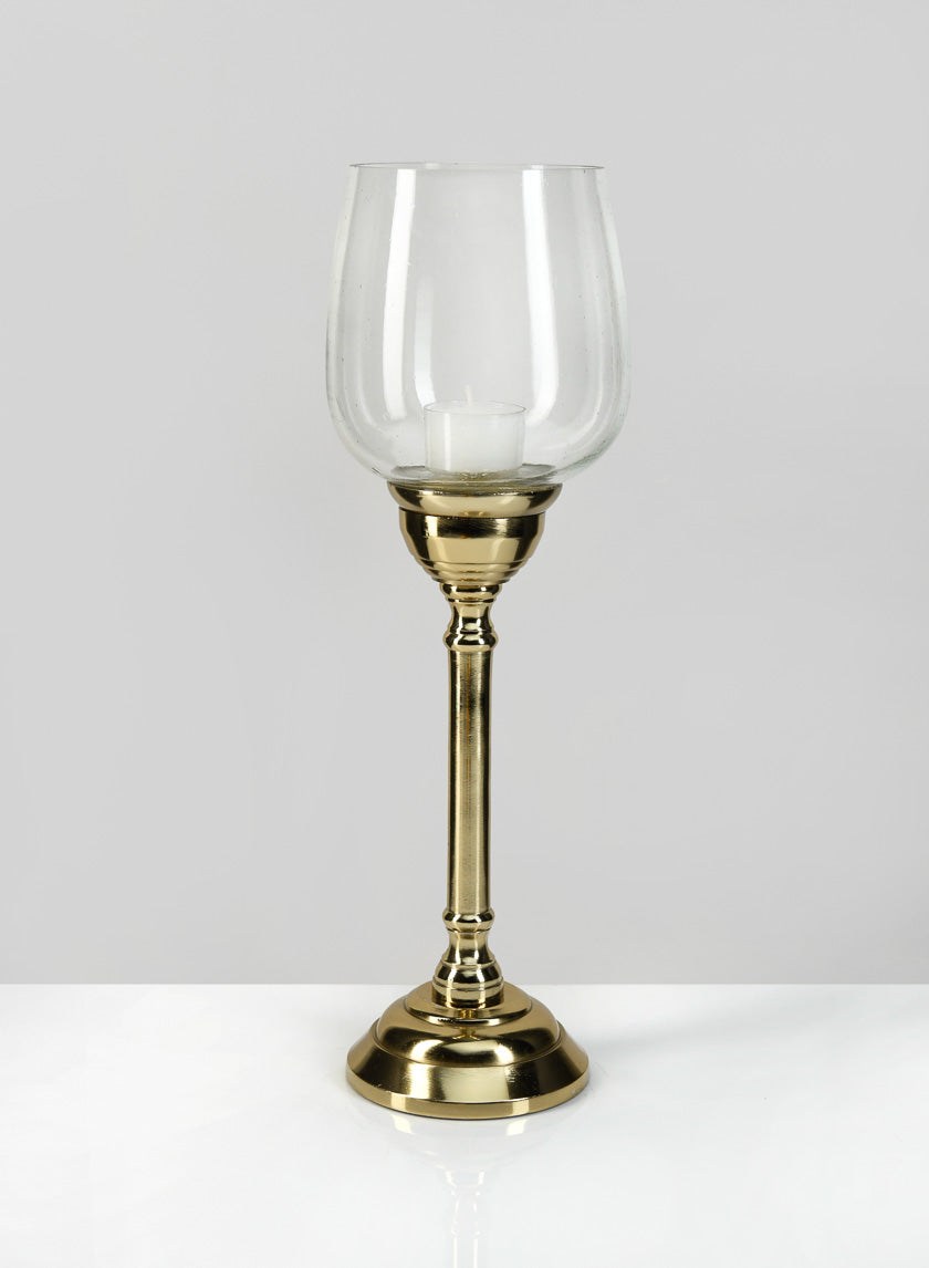 15in Petra Gold Candlestick with Glass