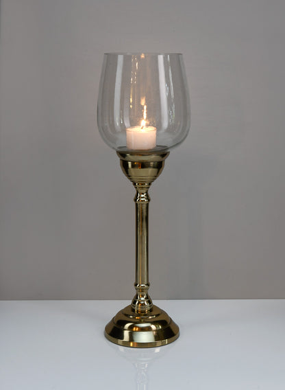 15in Petra Gold Candlestick with Glass