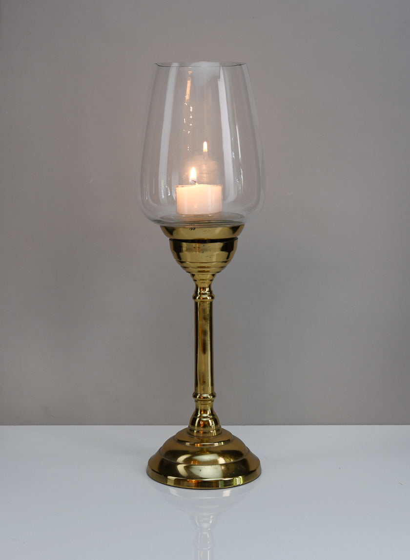 12in Petra Gold Candlestick with Glass