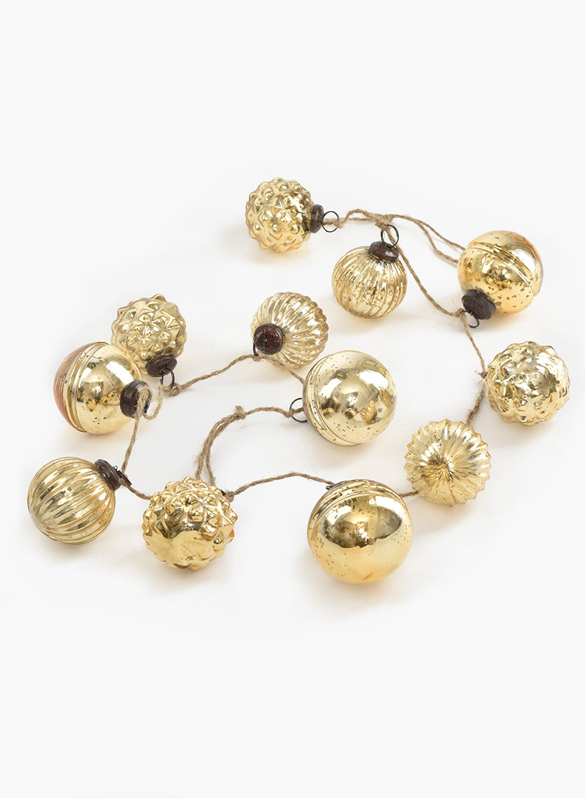 43in Gold Mercury Glass Ball Ornament Garland