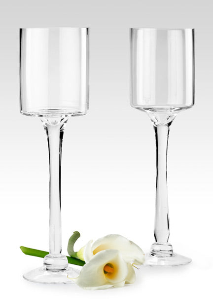 14 1/2- &amp; 17 1/2-inch High Glass Pedestal Vases