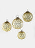 4in Gold Diamond Dimple Glass Ball Ornament