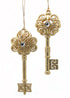 Gold Glittered Key Christmas Ornaments