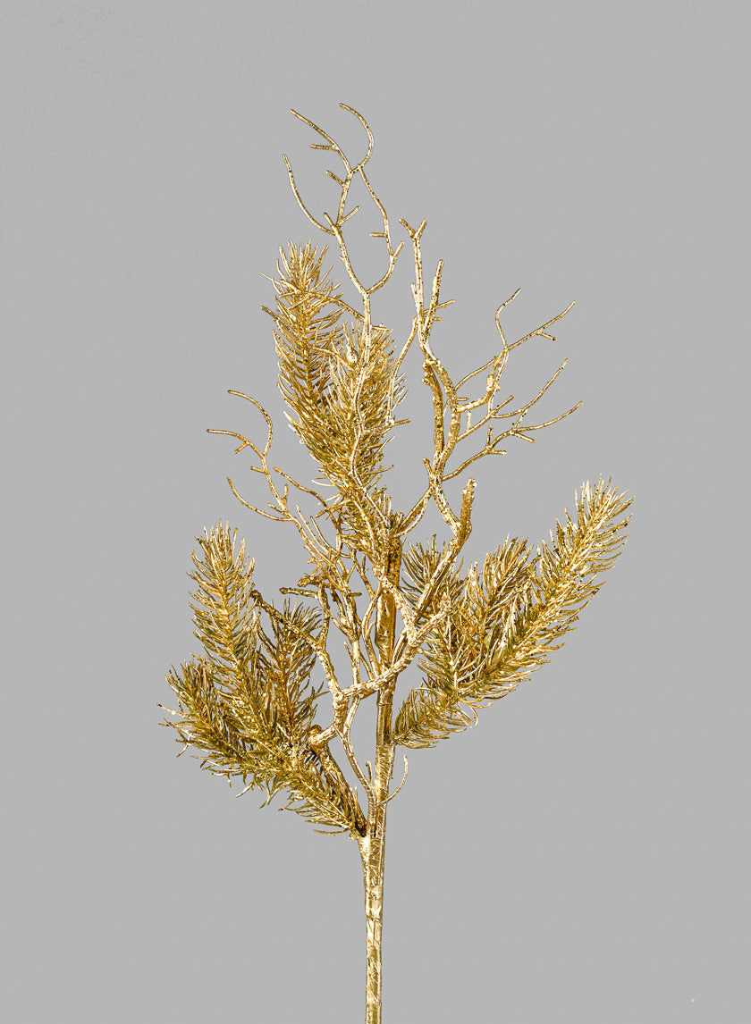 27in Gold Pine &amp; Twig Spray