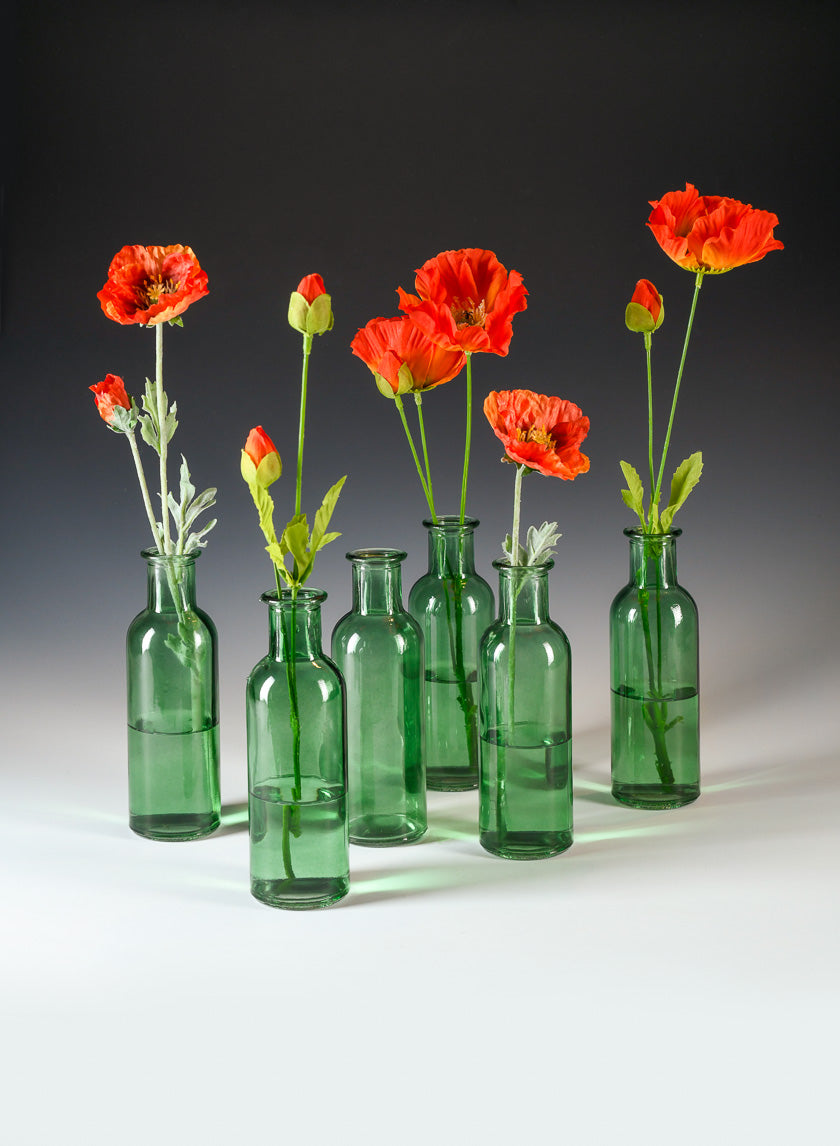 Green Glass Bottle Bud Vases