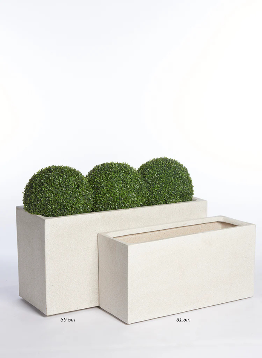 31.5in Long White Poly-Terrazzo Rectangular Planters