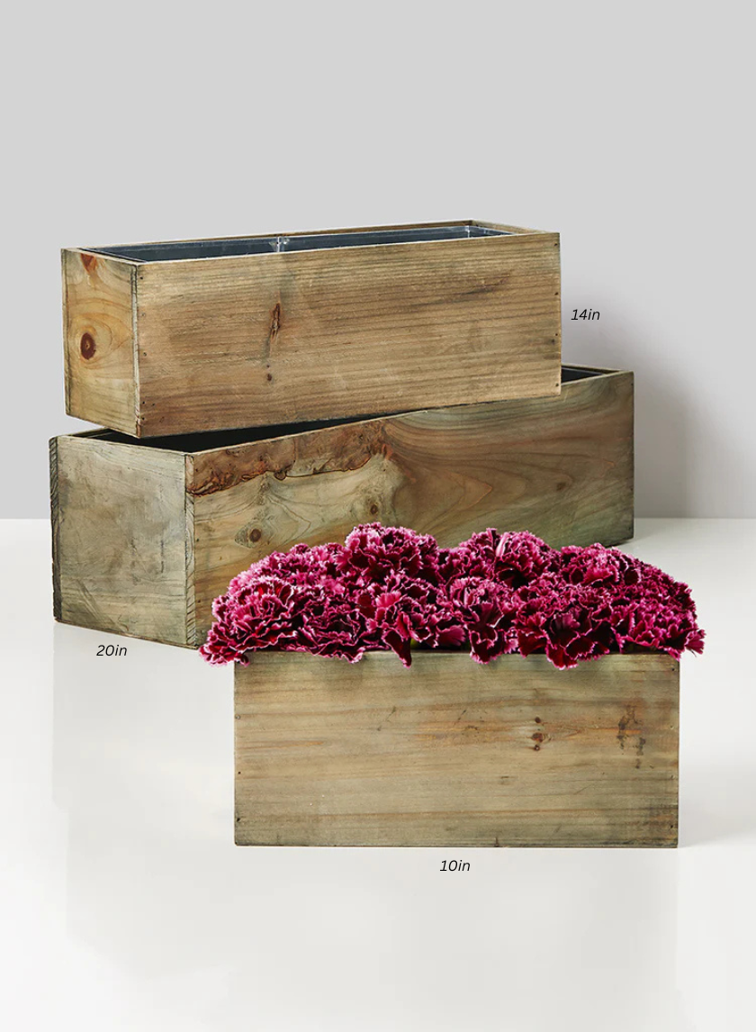 Aged Pine Wood Flower Boxes