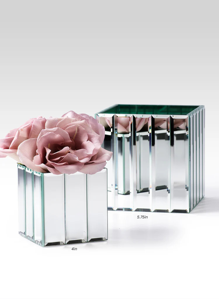 Mirror Strips Cube Vases