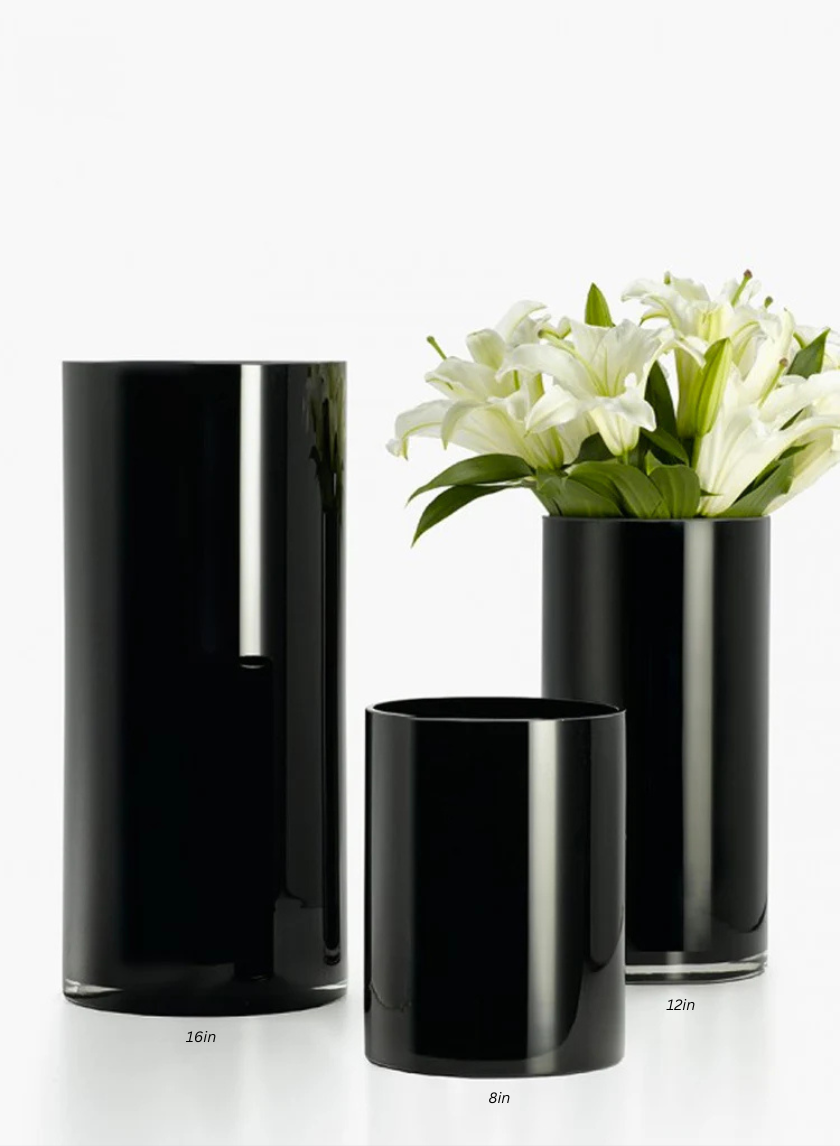 Black Glass Cylinder Vases