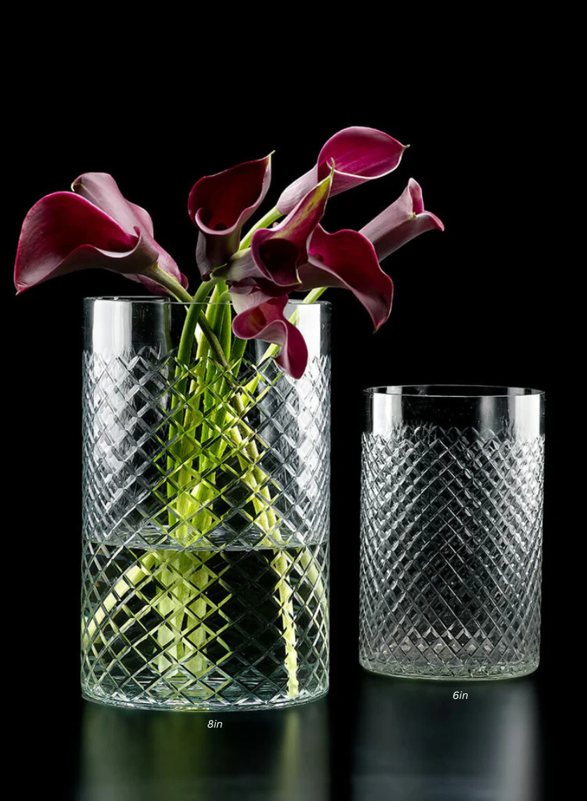 High Cut Glass Squares Cylinders