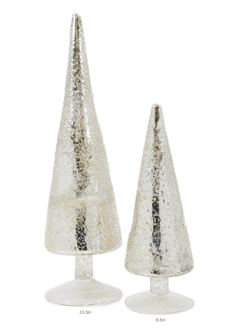 Iced Silver Tabletop Christmas Trees