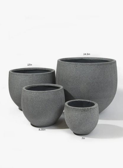 Round Rough Grey Ficonstone Pots