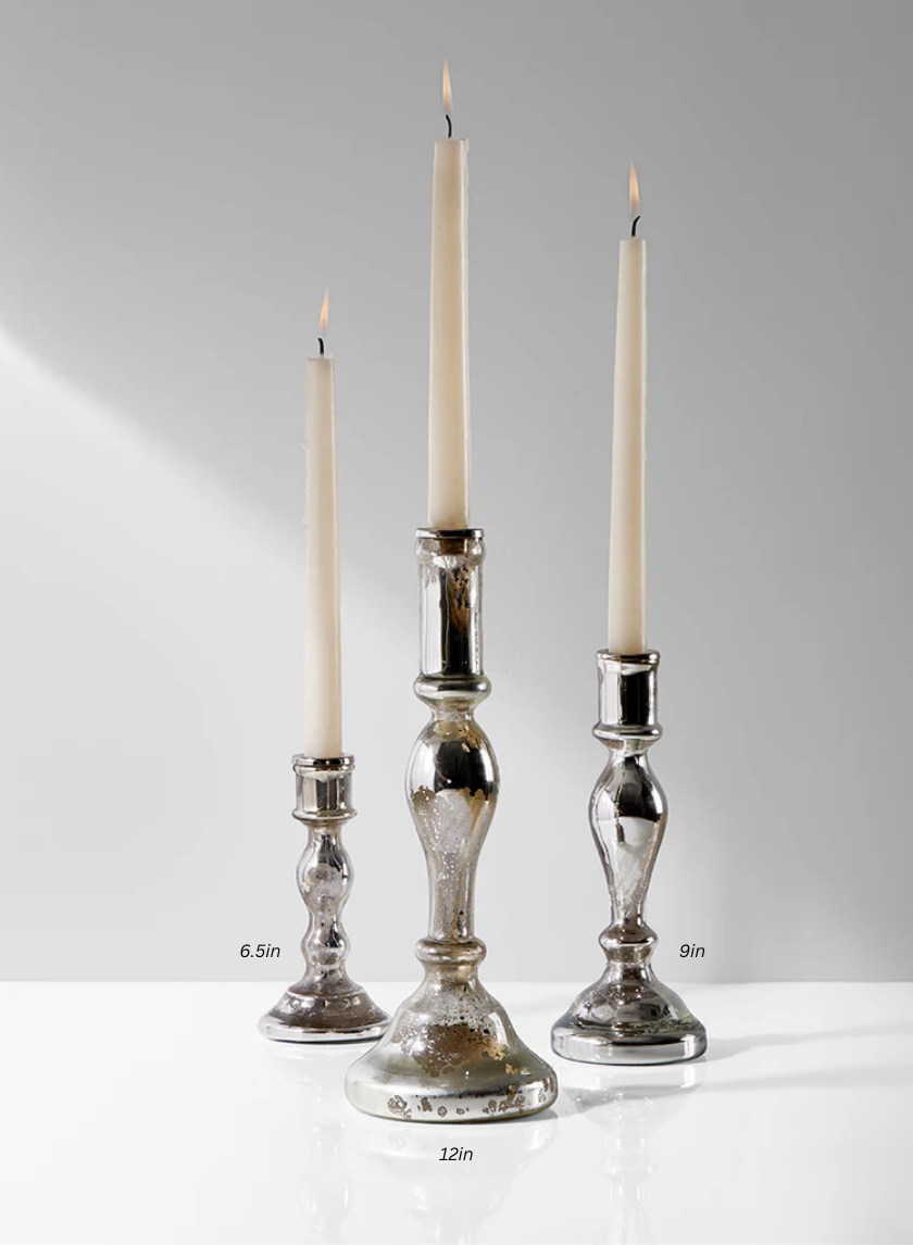 Antique Silver Glass Candlesticks