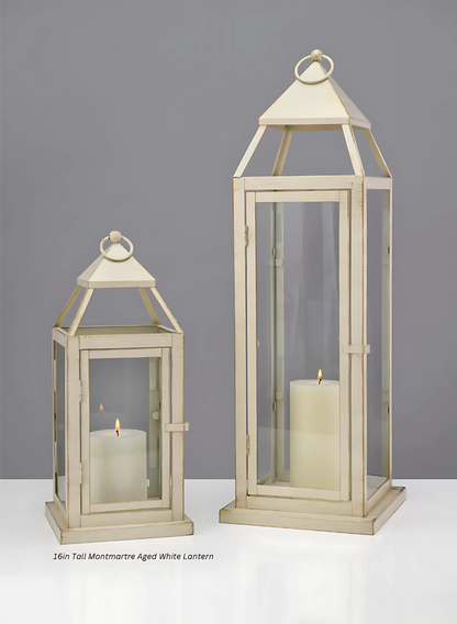 16in Tall Montmartre Aged White Lantern