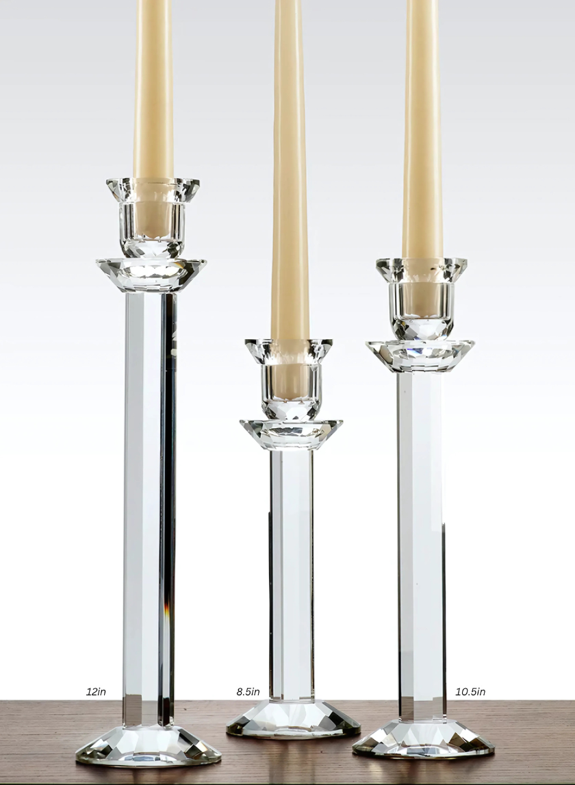 Faceted Stem Crystal Candlesticks