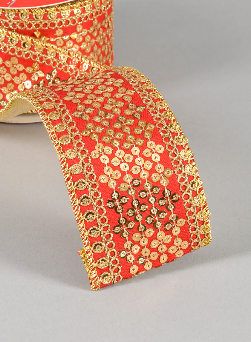 3in Royal Nawab Red Gold Ribbon