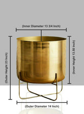 12 Â¾in, 23in, & 26in High Gold Soho Planter With Stand