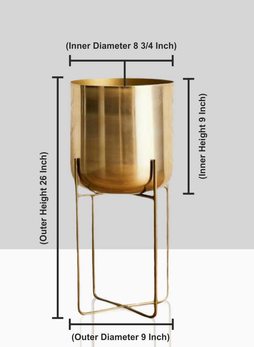 12 Â¾in, 23in, &amp; 26in High Gold Soho Planter With Stand