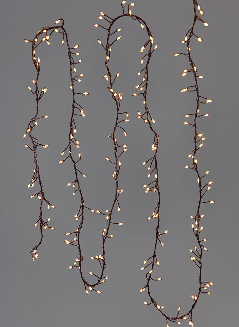 240 Warm White Fairy Lights On Brown Cord, 9 1/2 Ft Long Cord