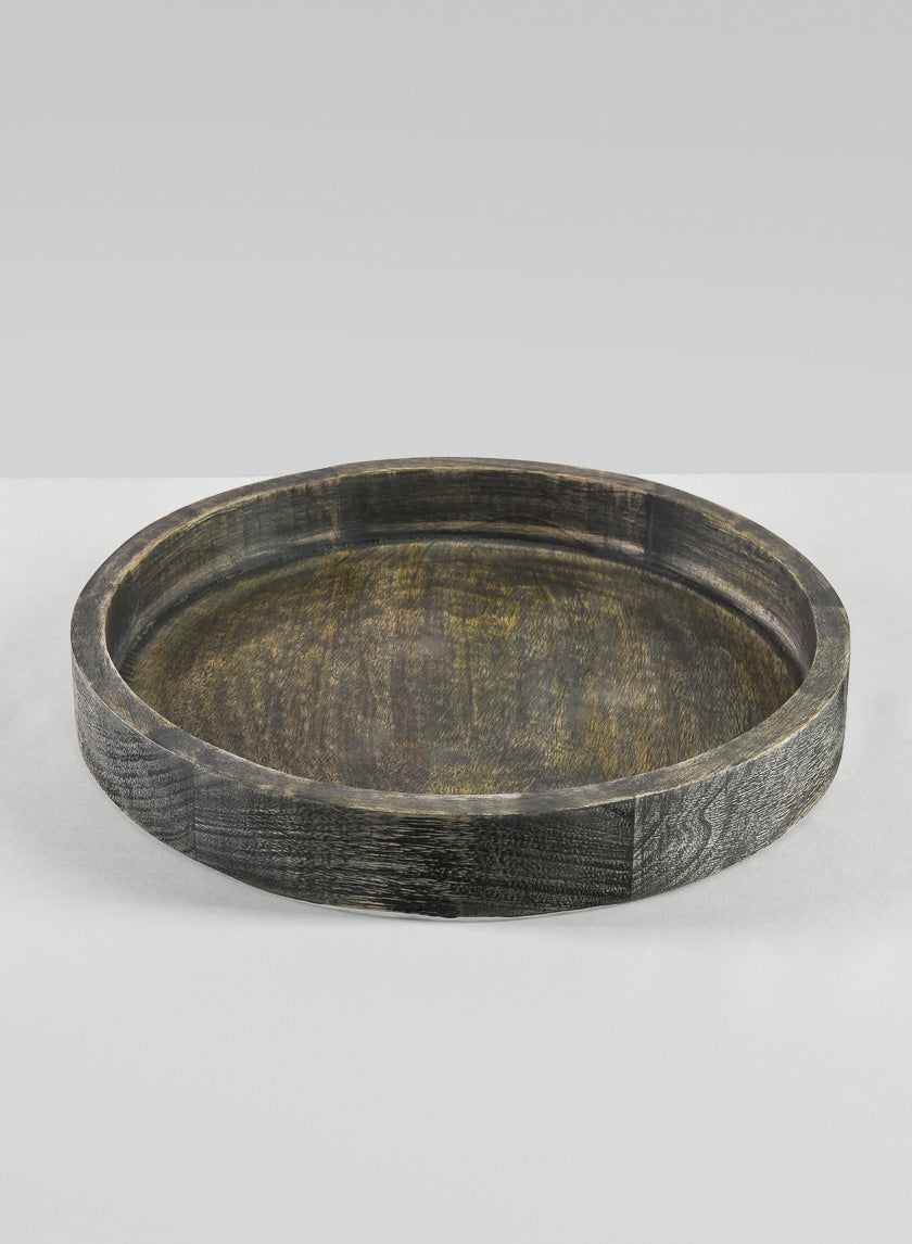 14in Belgham Brushed Black Round Tray