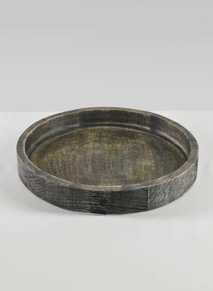 14in Belgham Brushed Black Round Tray